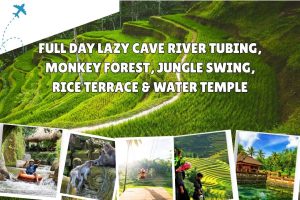 Full Day Lazy Cave River Tubing, Monkey Forest, Jungle Swing, Rice Terrace & Water Temple